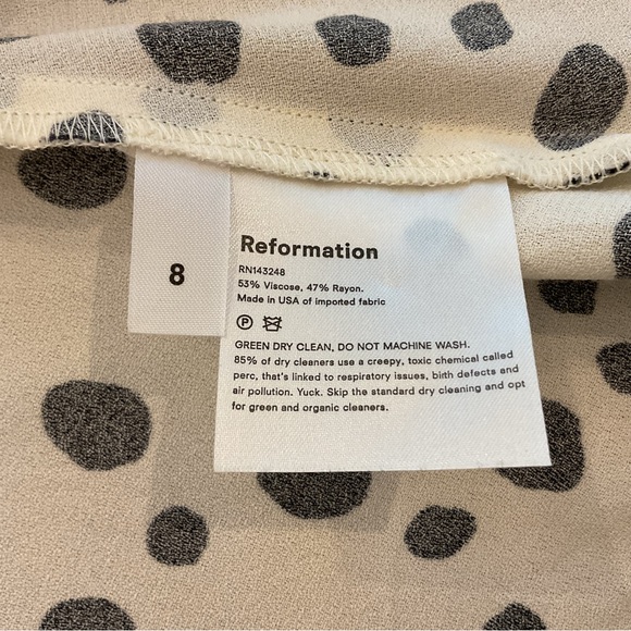 Reformation Drea Dress Ink Blot Polka Dot Puff Sleeve‎ Dress - Picture 6 of 8